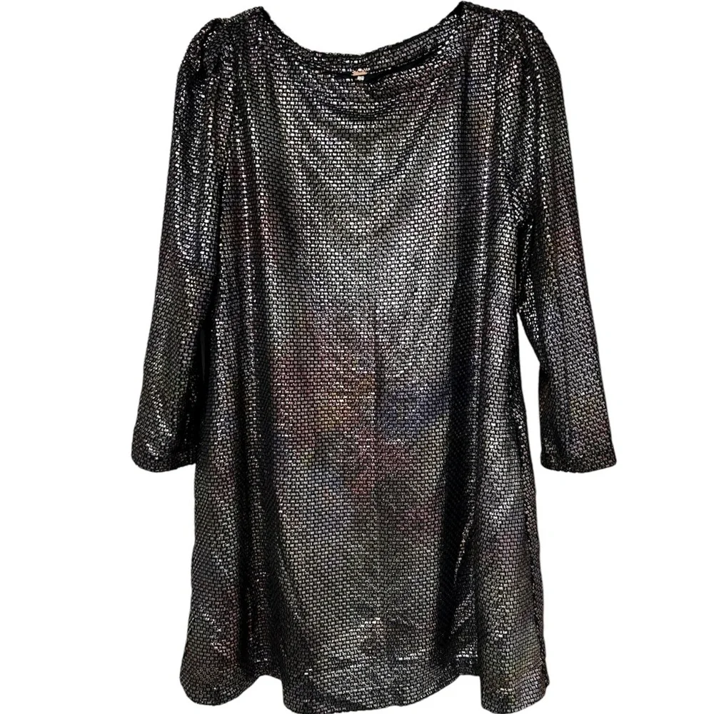 Free People Diamonds Are Forever Metallic Shift Mini Dress | Size S